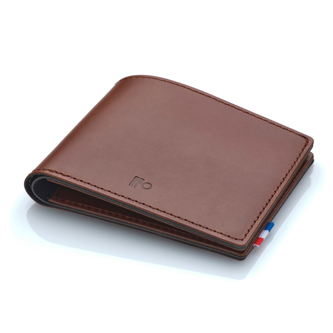 LÉO - Portefeuille horizontal en cuir patiné - Chocolat