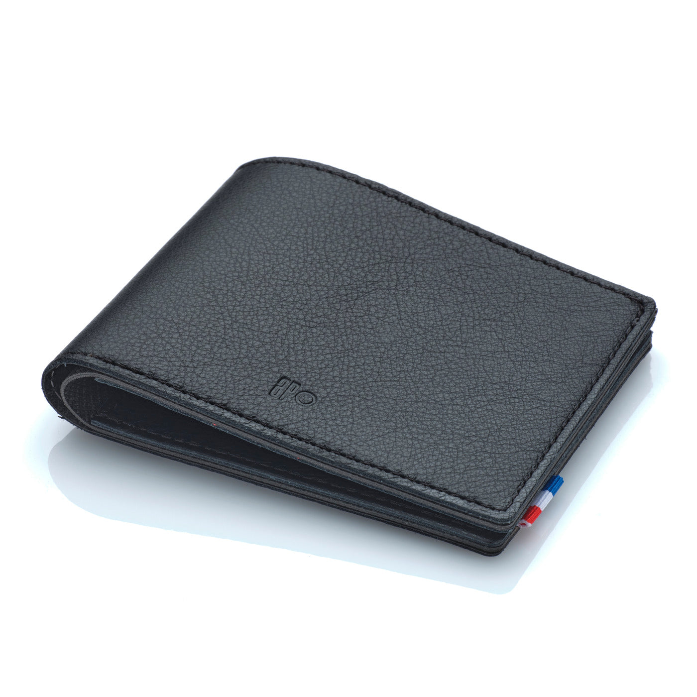 LÉO - Portefeuille horizontal en cuir grainé - noir