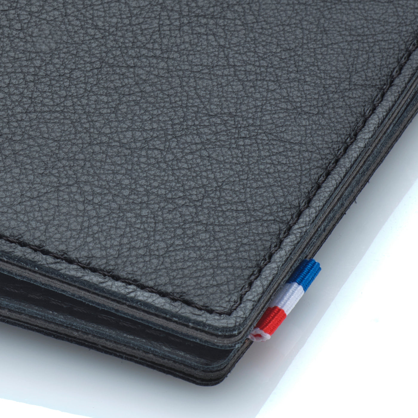 LÉO - Portefeuille horizontal en cuir grainé - noir