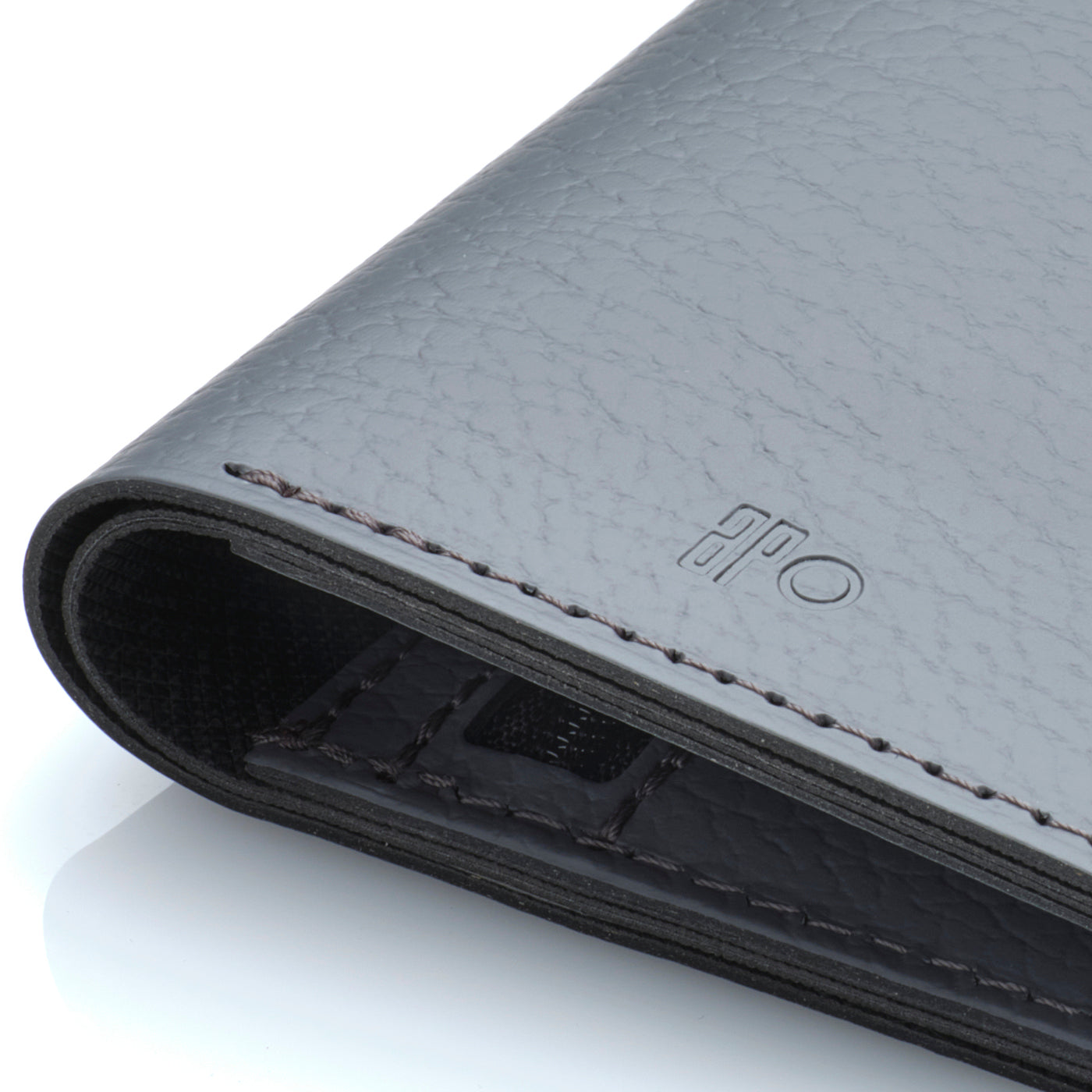 MAX - Portefeuille vertical en cuir recyclé - Gris