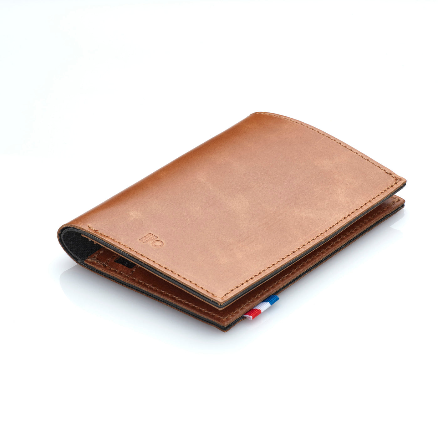 MAX - Portefeuille vertical en cuir patiné - Cognac