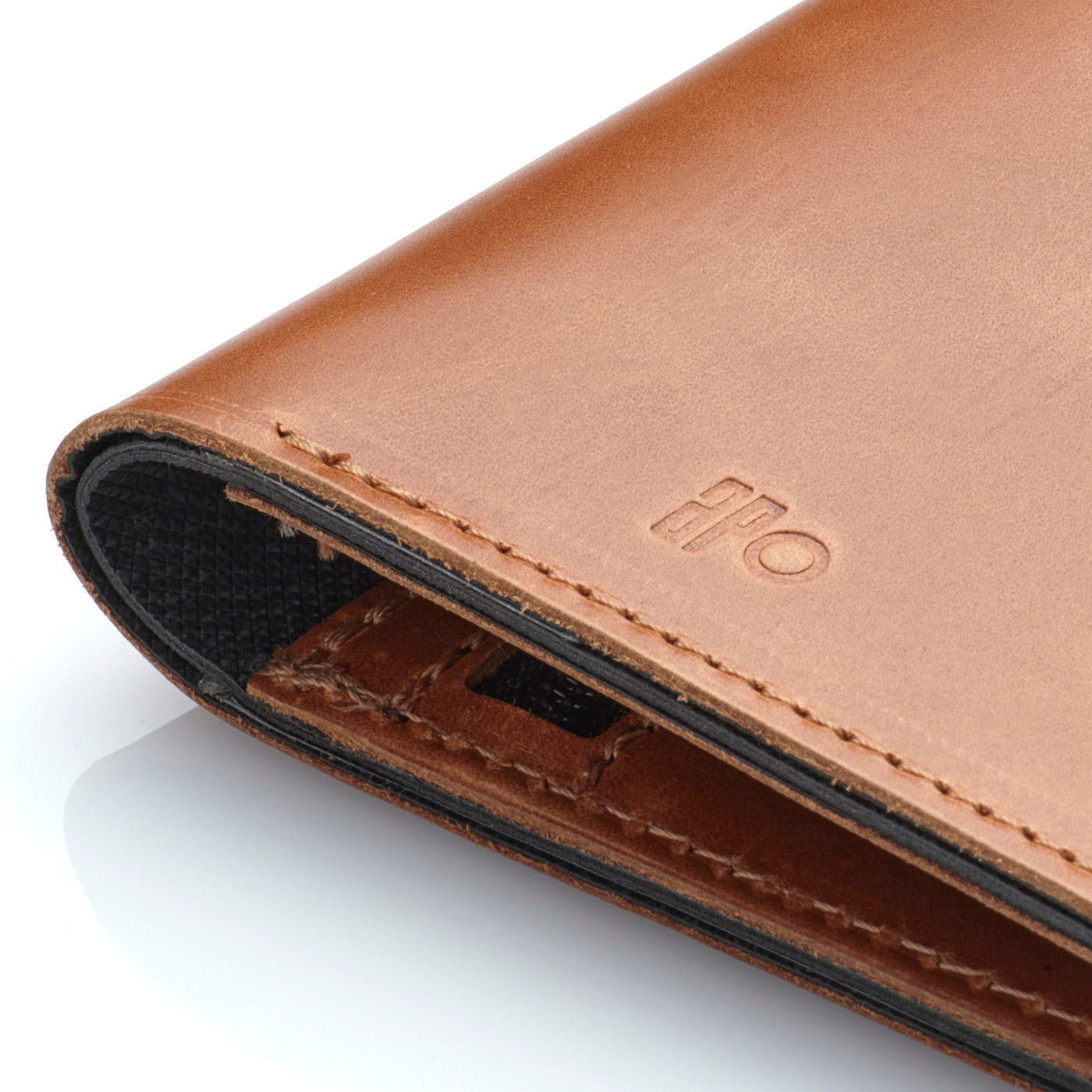 MAX - Portefeuille vertical en cuir patiné - Cognac