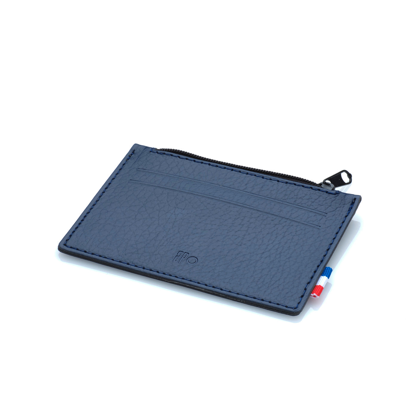 PHIL - Porte-monnaie horizontal zippé en cuir recyclé - Bleu