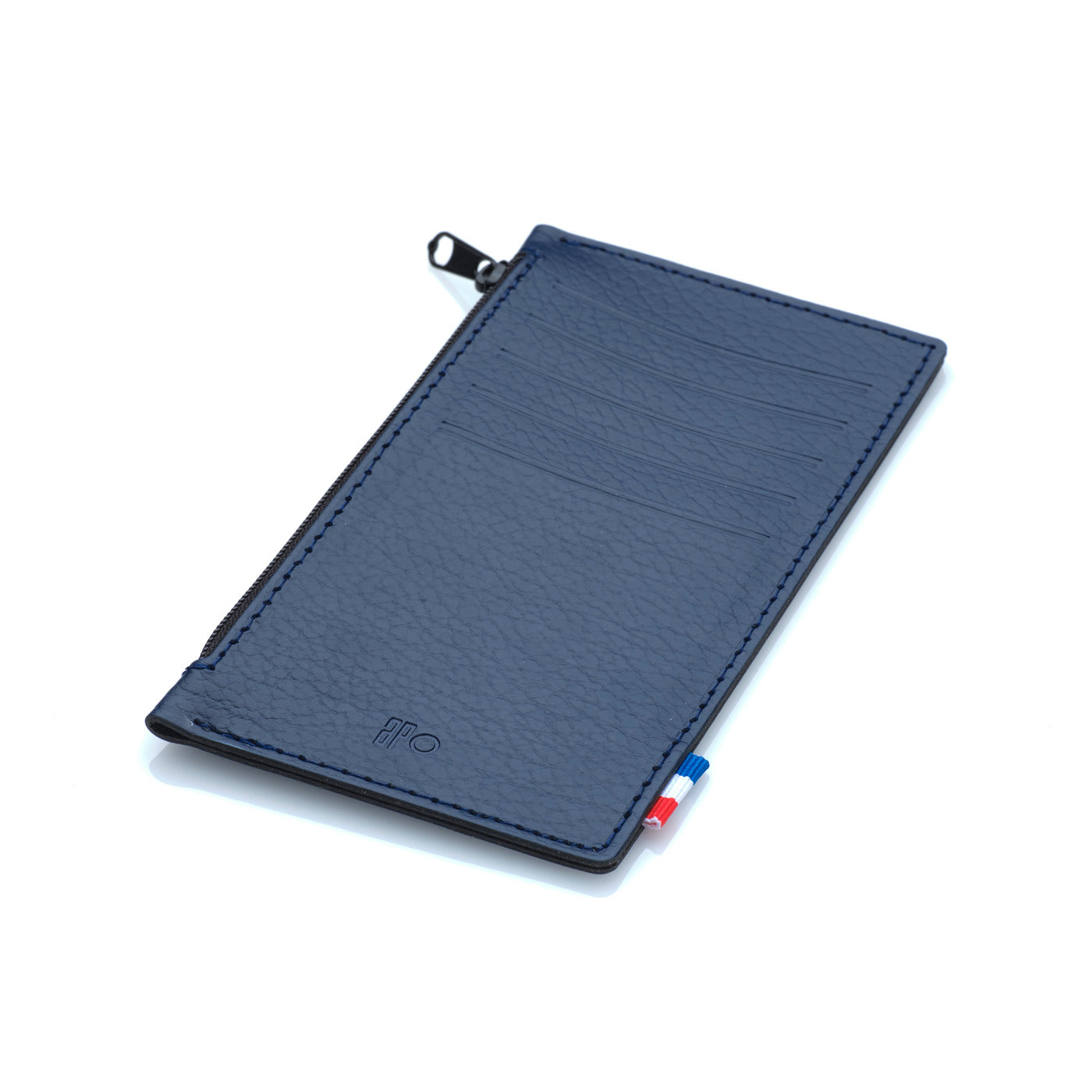 ANTHO - Porte-monnaie vertical zippé en cuir recyclé - Bleu
