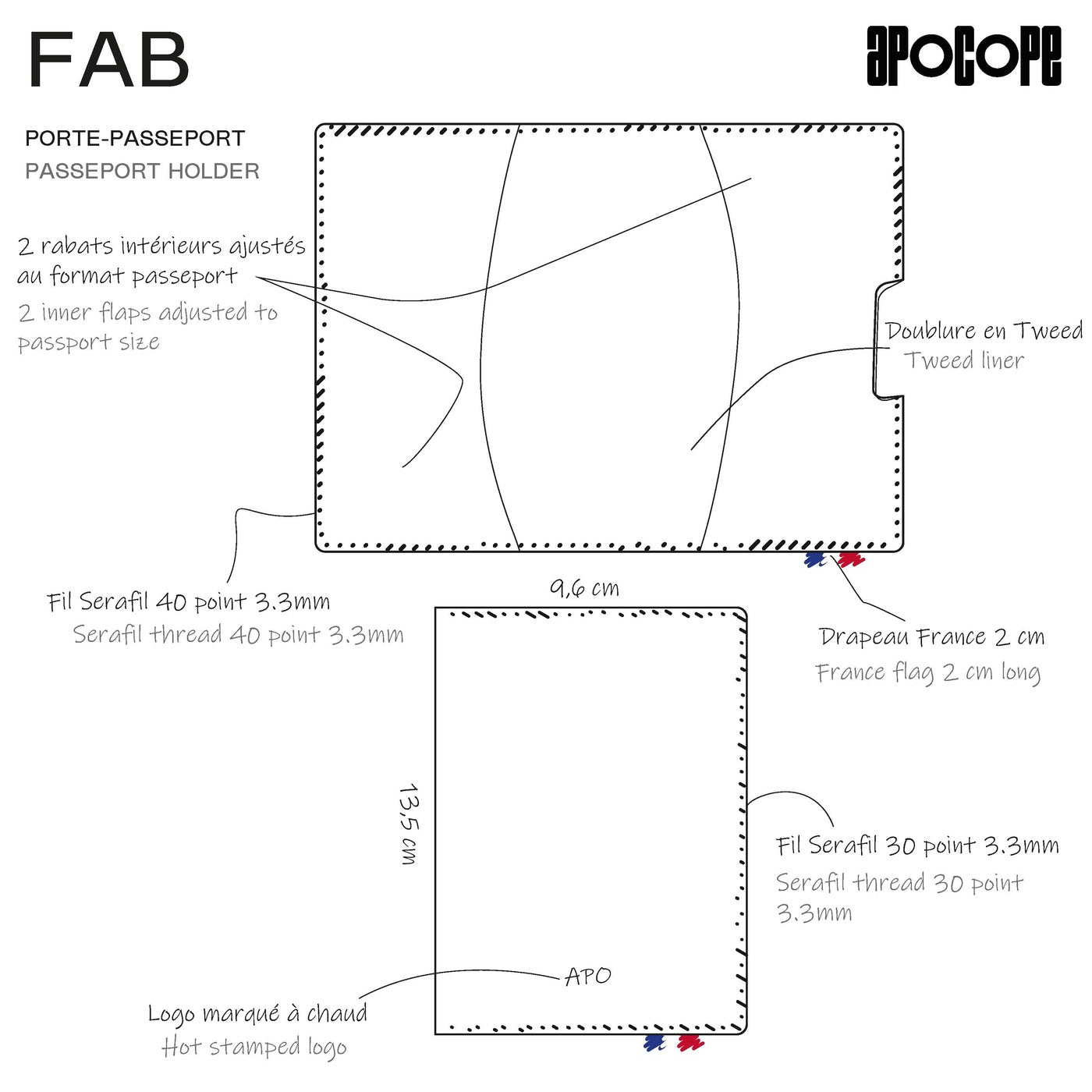 FAB - Porte-passeport en cuir recyclé - Gris