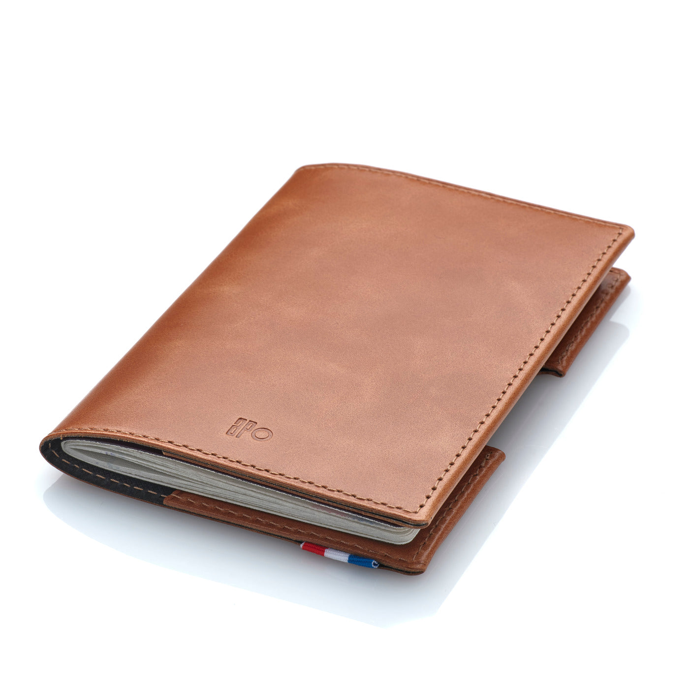 FAB - Porte-passeport en cuir patiné - Cognac