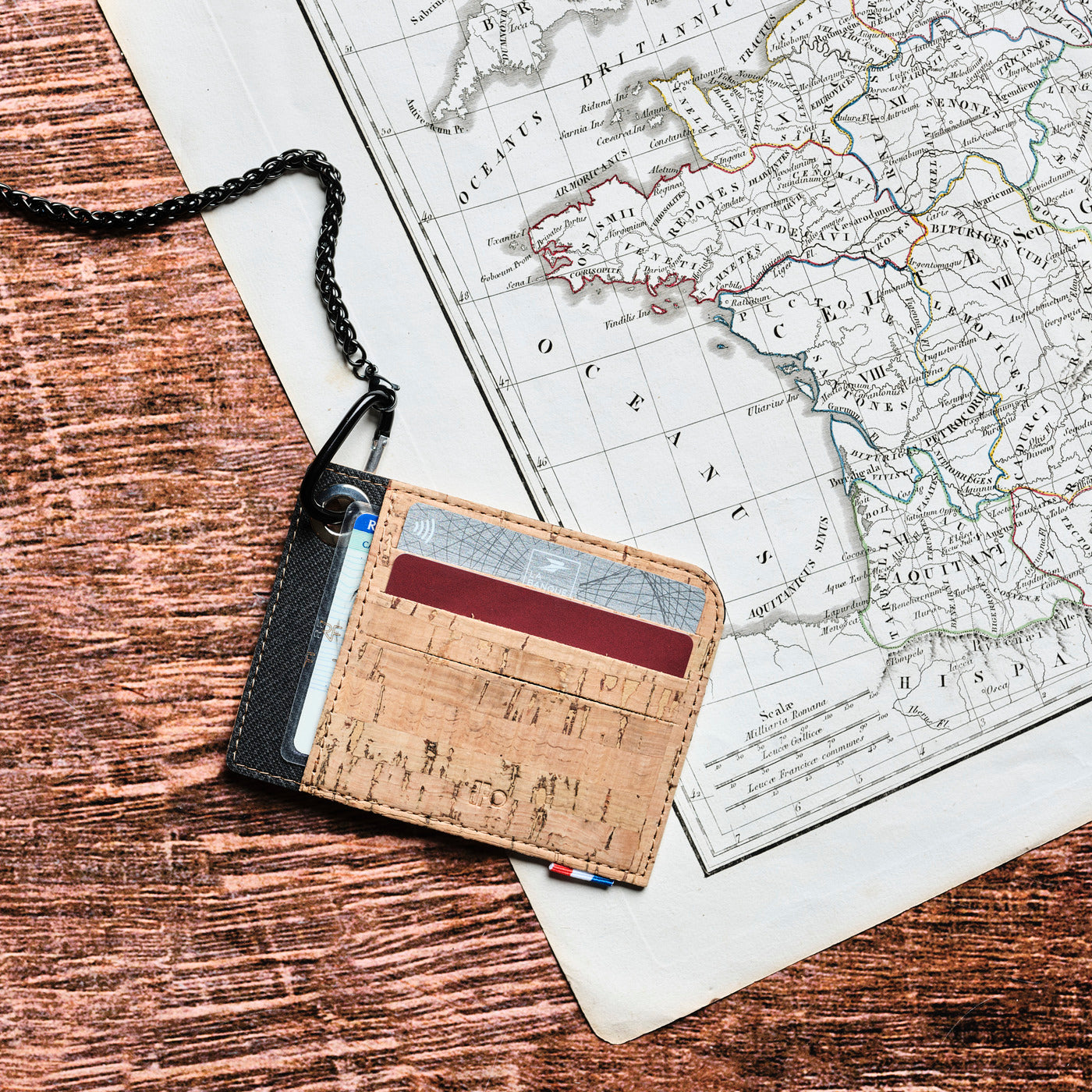 MAT - Porte-cartes horizontal à poche en liège - Naturel