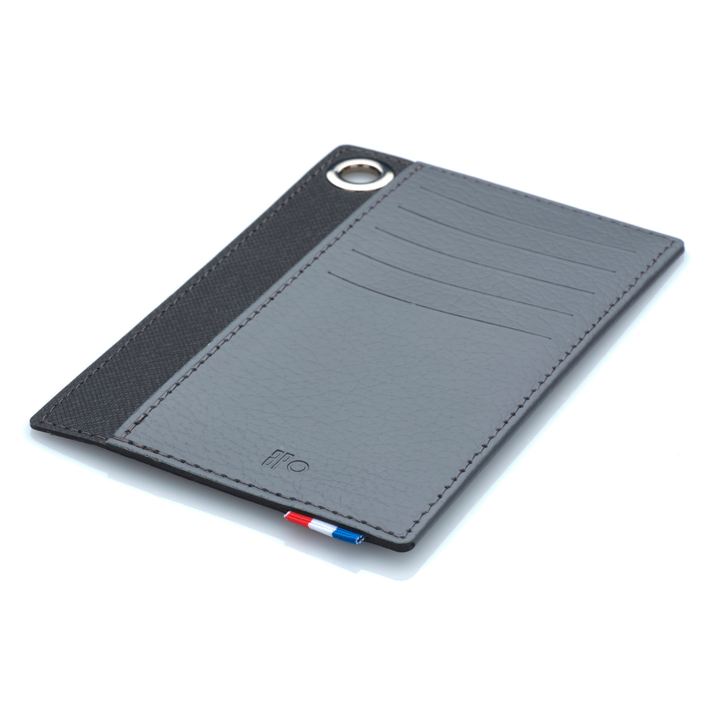 JOCE - Porte-cartes vertical à poche en cuir recyclé - Gris