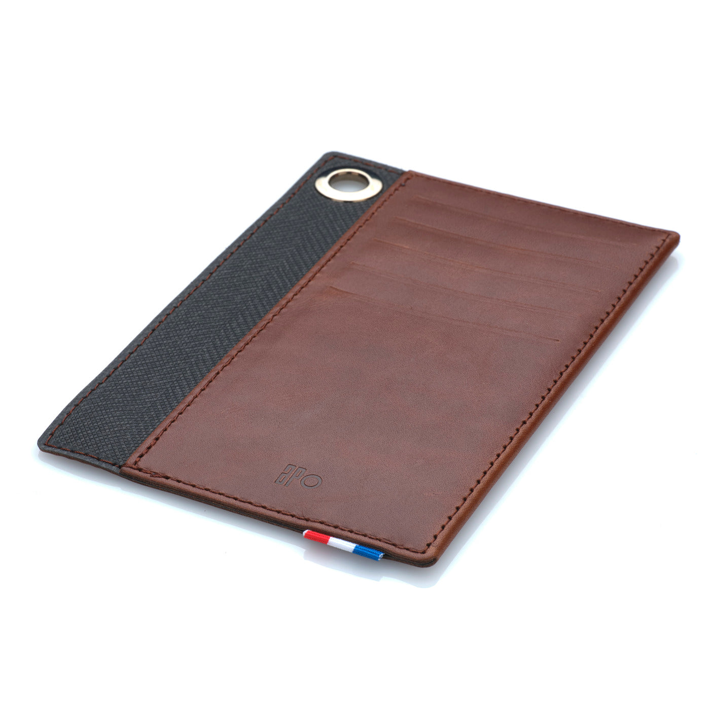 JOCE - Porte-cartes vertical à poche en cuir patiné - Chocolat