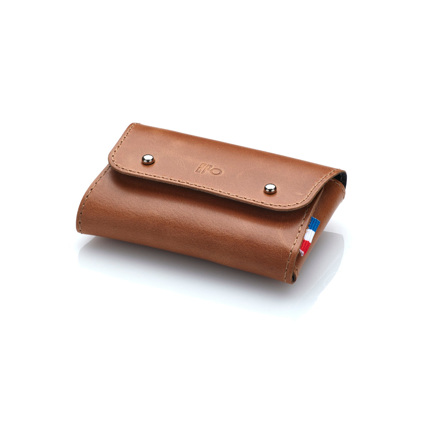JEREM - Porte-monnaie et porte-cartes grande contenance en cuir patiné - Cognac