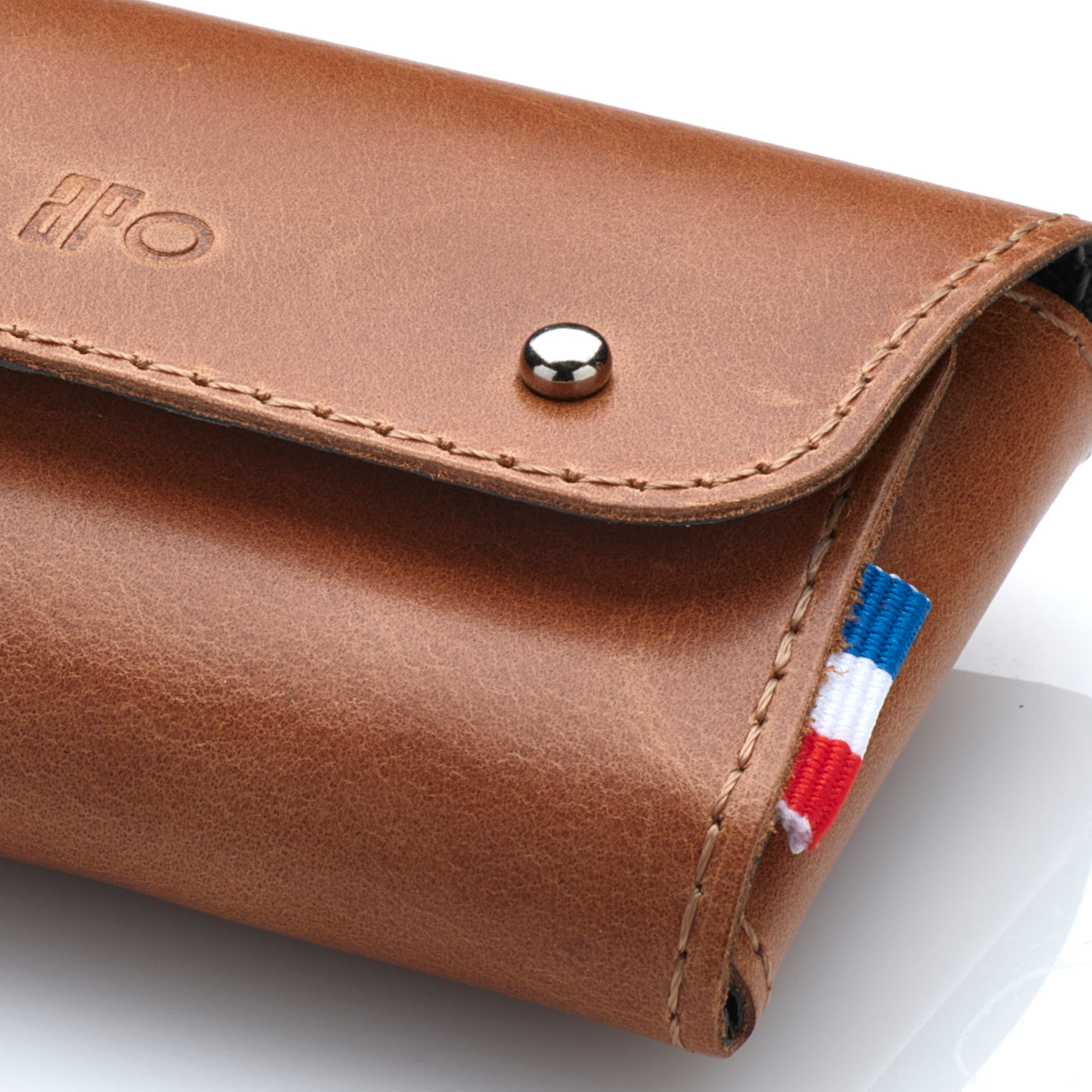 JEREM - Porte-monnaie et porte-cartes grande contenance en cuir patiné - Cognac