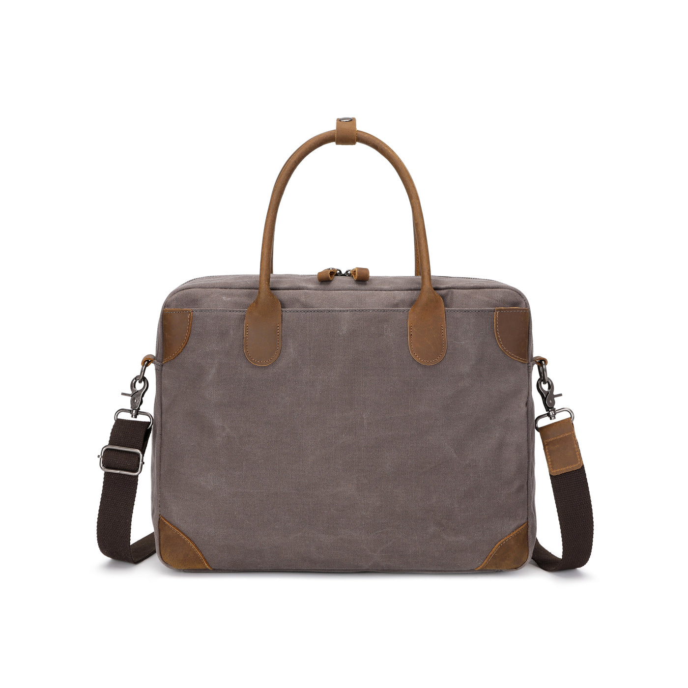 YANN - Sacoche en cuir véritable et toile enduite - Gris