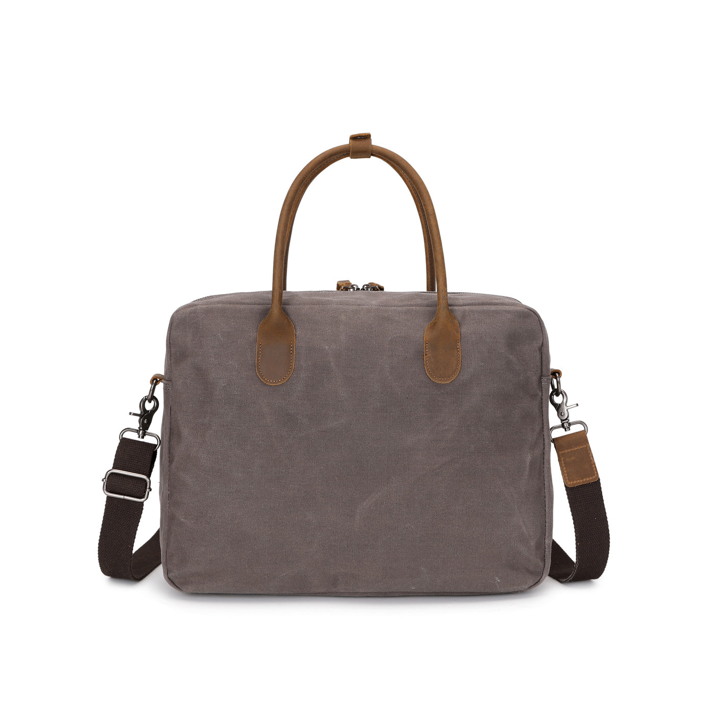 YANN - Sacoche en cuir véritable et toile enduite - Gris