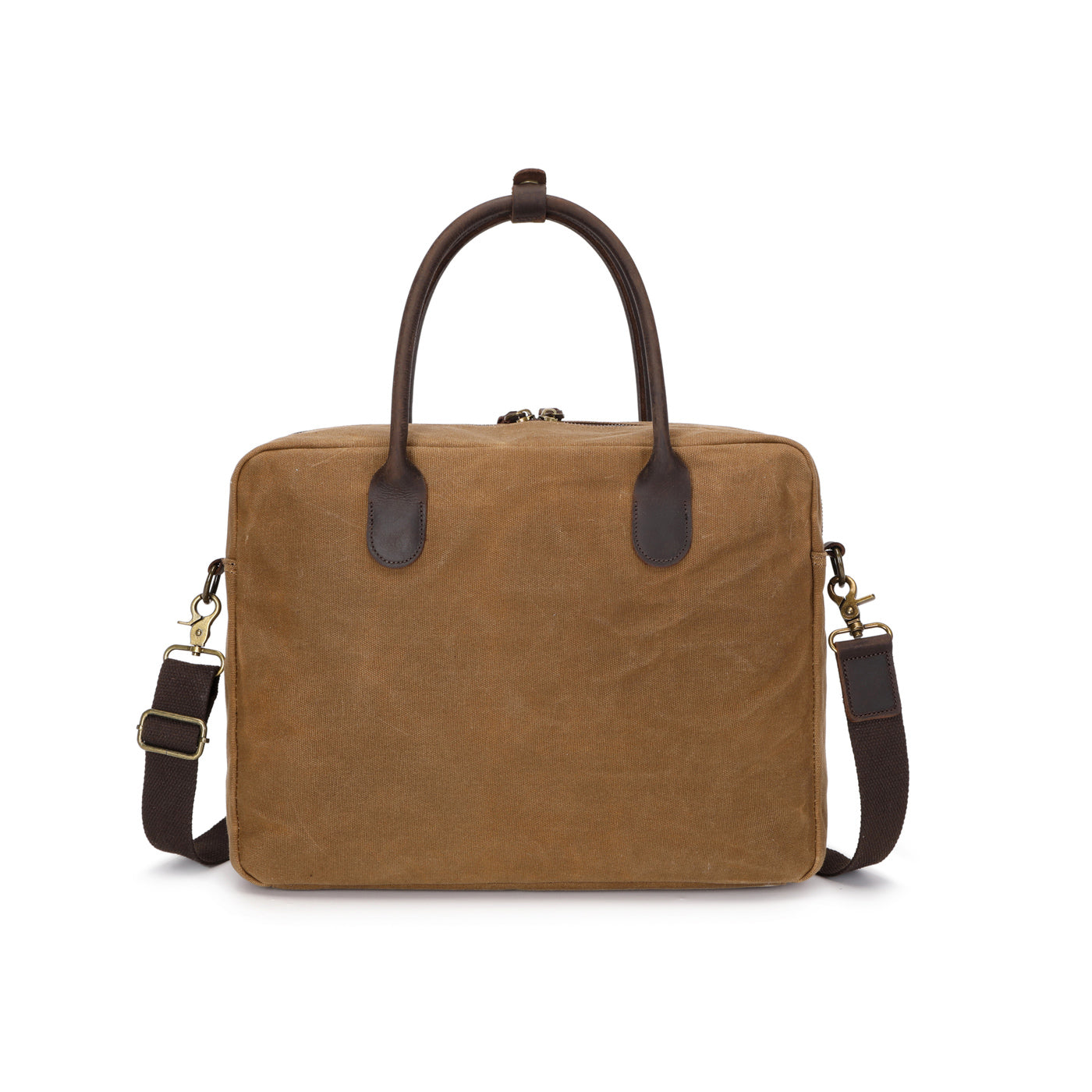 YANN - Sacoche en cuir véritable et toile enduite - Camel