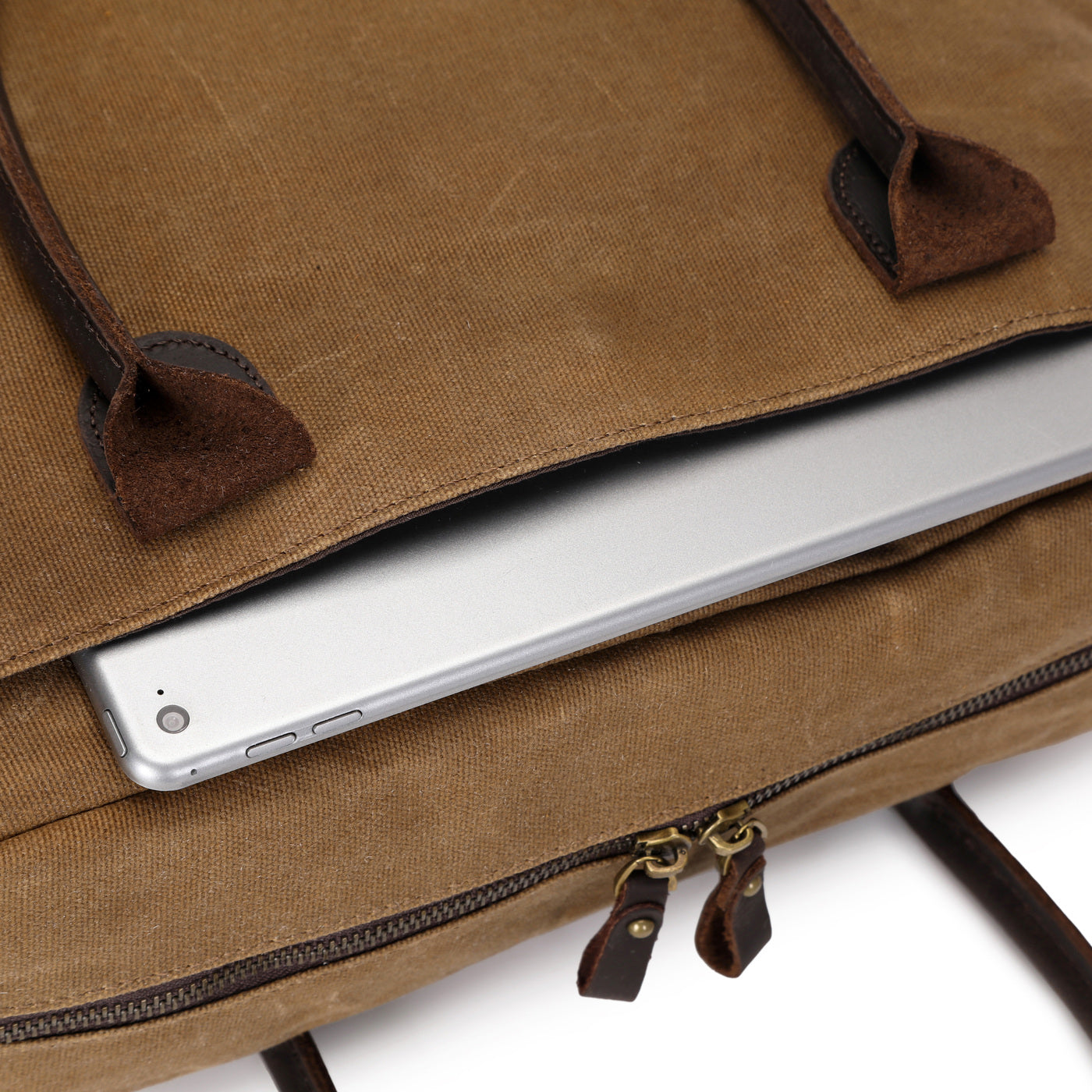 YANN - Sacoche en cuir véritable et toile enduite - Camel