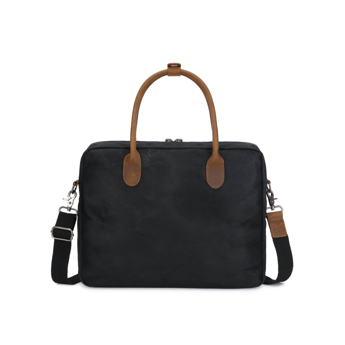 YANN - Sacoche en cuir véritable et toile enduite - Noir