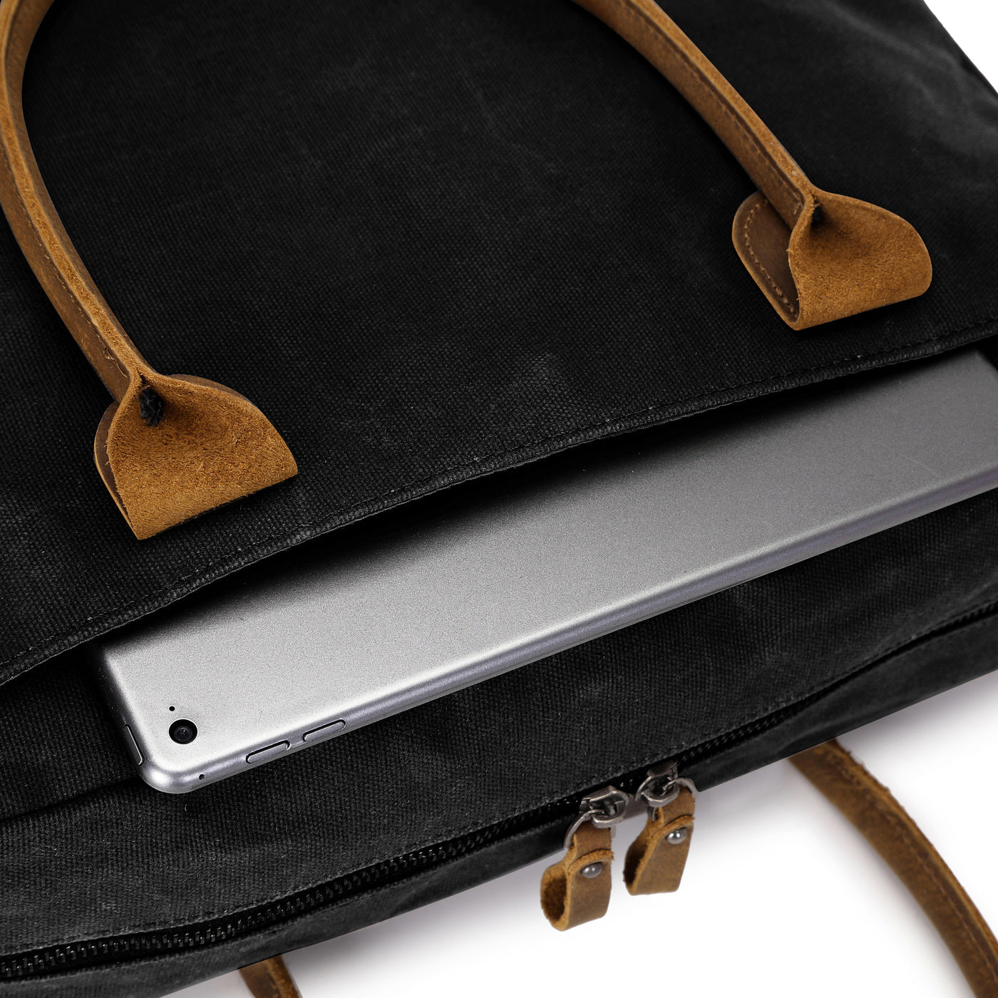 YANN - Sacoche en cuir véritable et toile enduite - Noir