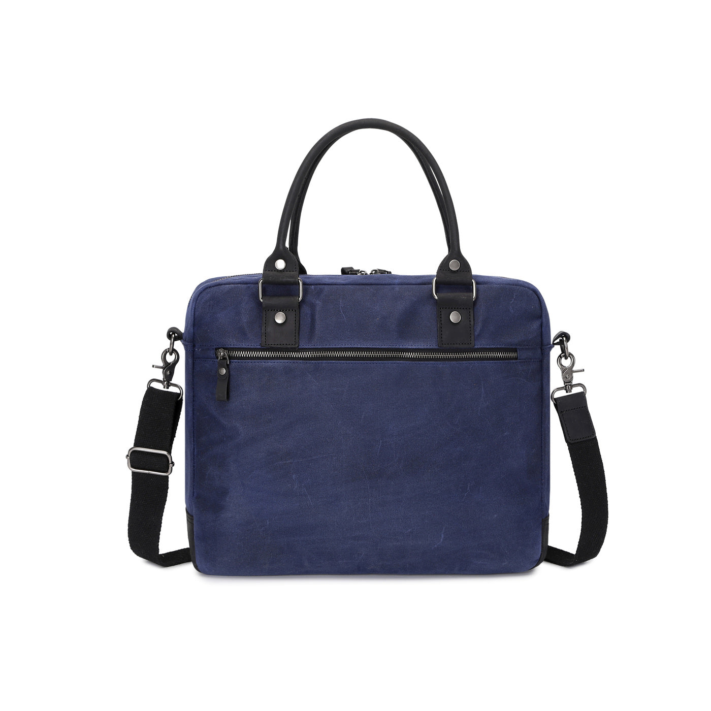 MICK - Sacoche en cuir véritable et toile enduite - Bleu