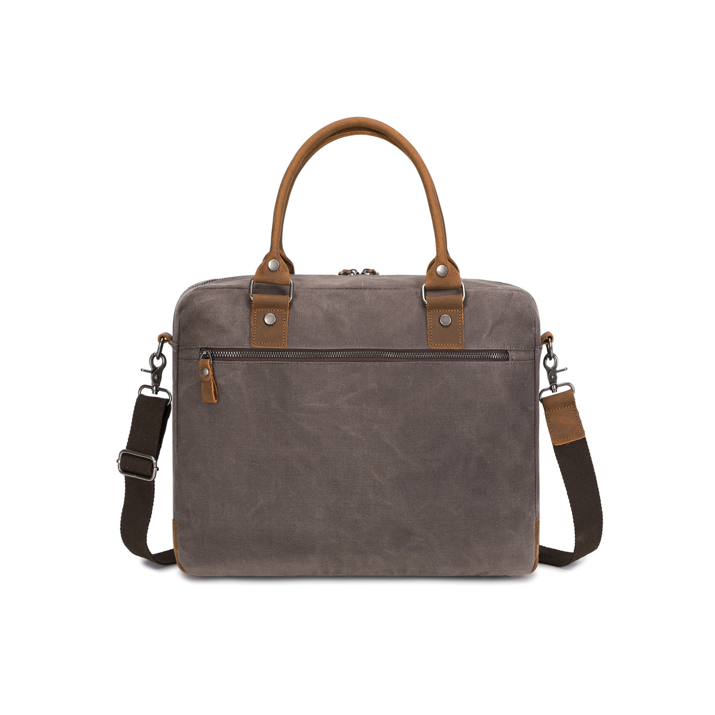 MICK - Sacoche en cuir véritable et toile enduite - Gris