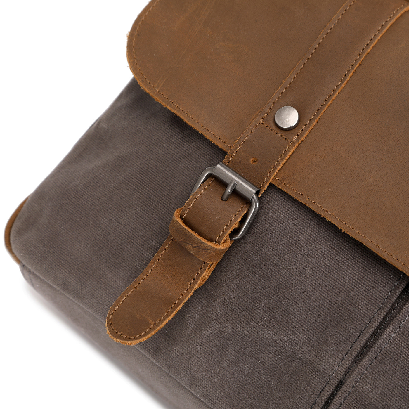 MICK - Sacoche en cuir véritable et toile enduite - Gris