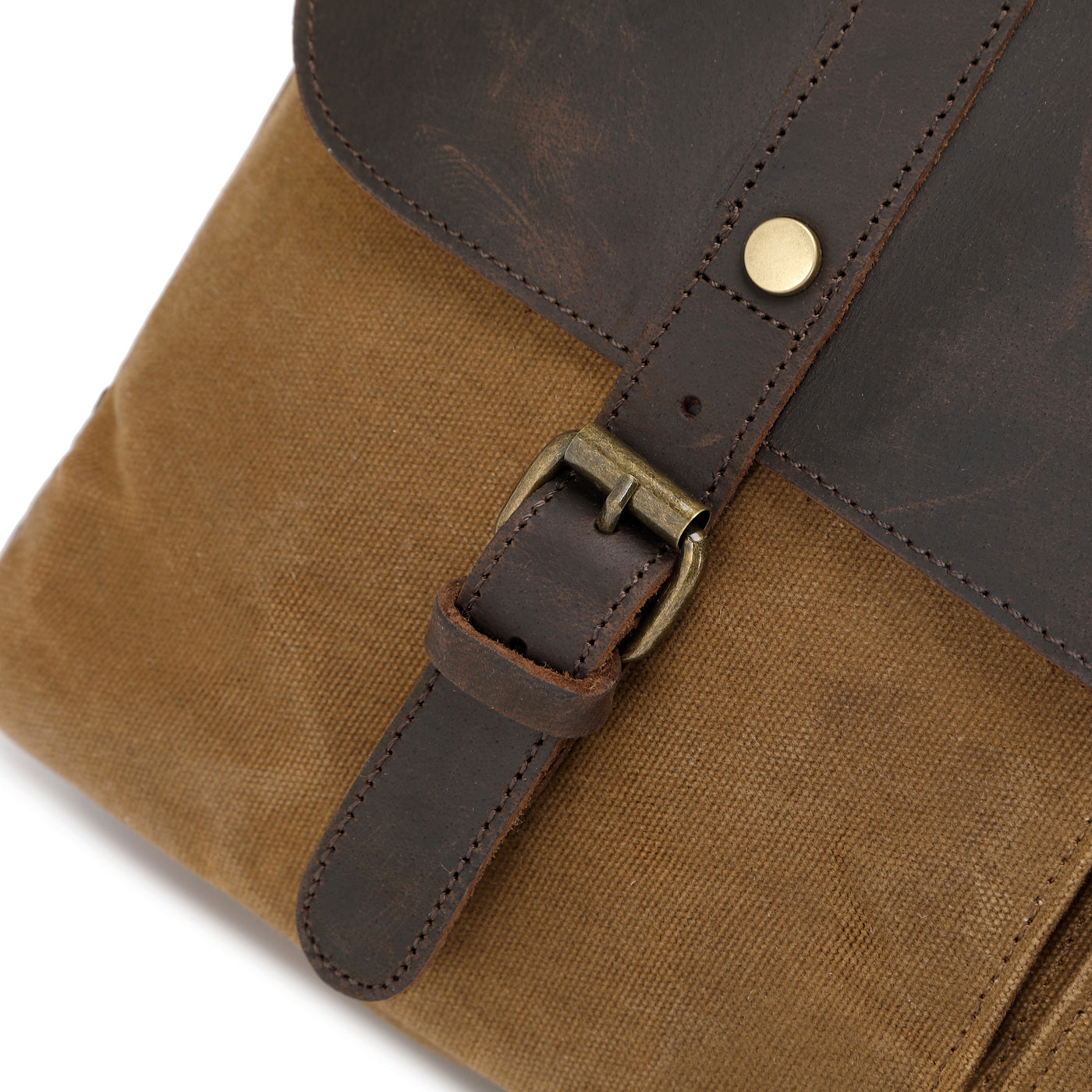 MICK - Sacoche en cuir véritable et toile enduite - Camel