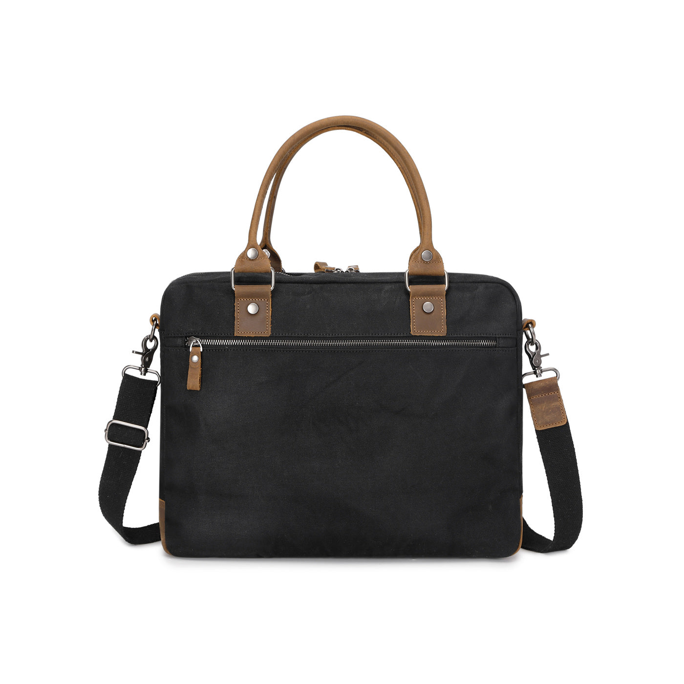 MICK - Sacoche en cuir véritable et toile enduite - Noir