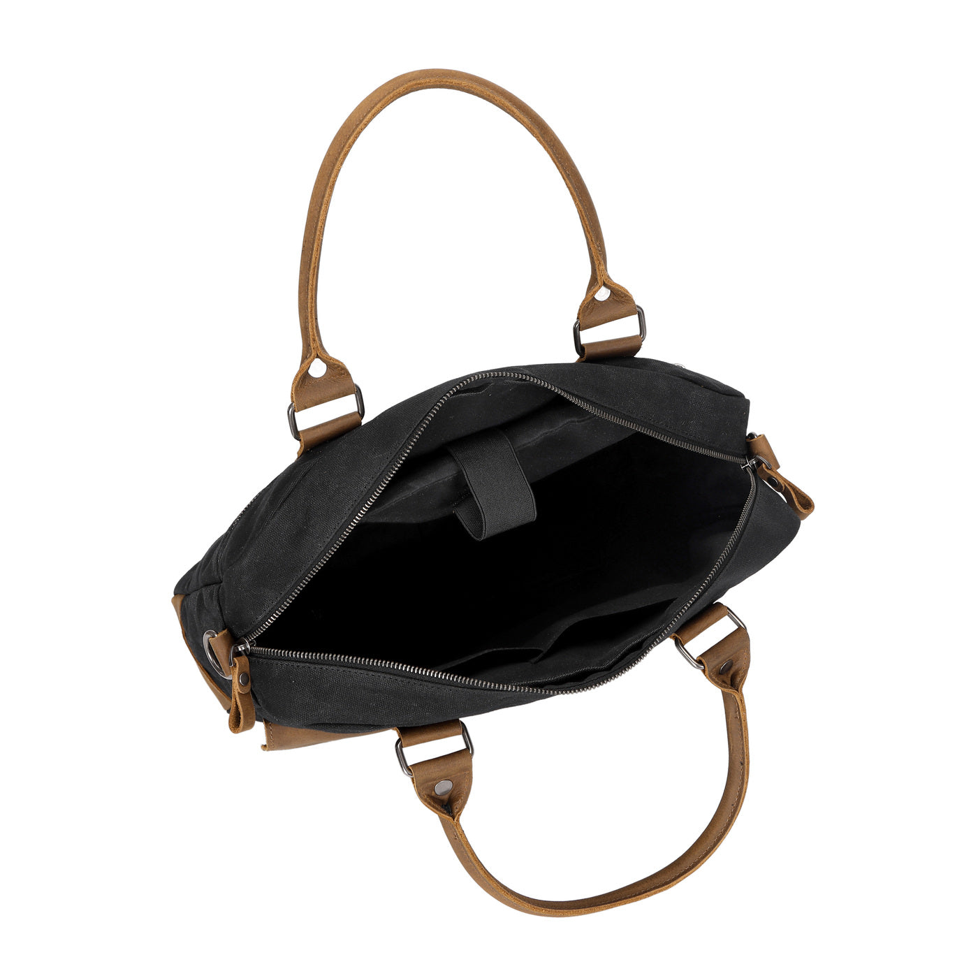 MICK - Sacoche en cuir véritable et toile enduite - Noir