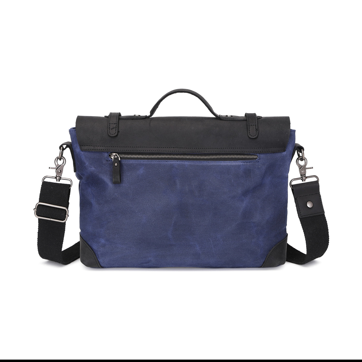 DAN - Sacoche en cuir véritable et toile enduite - Bleu