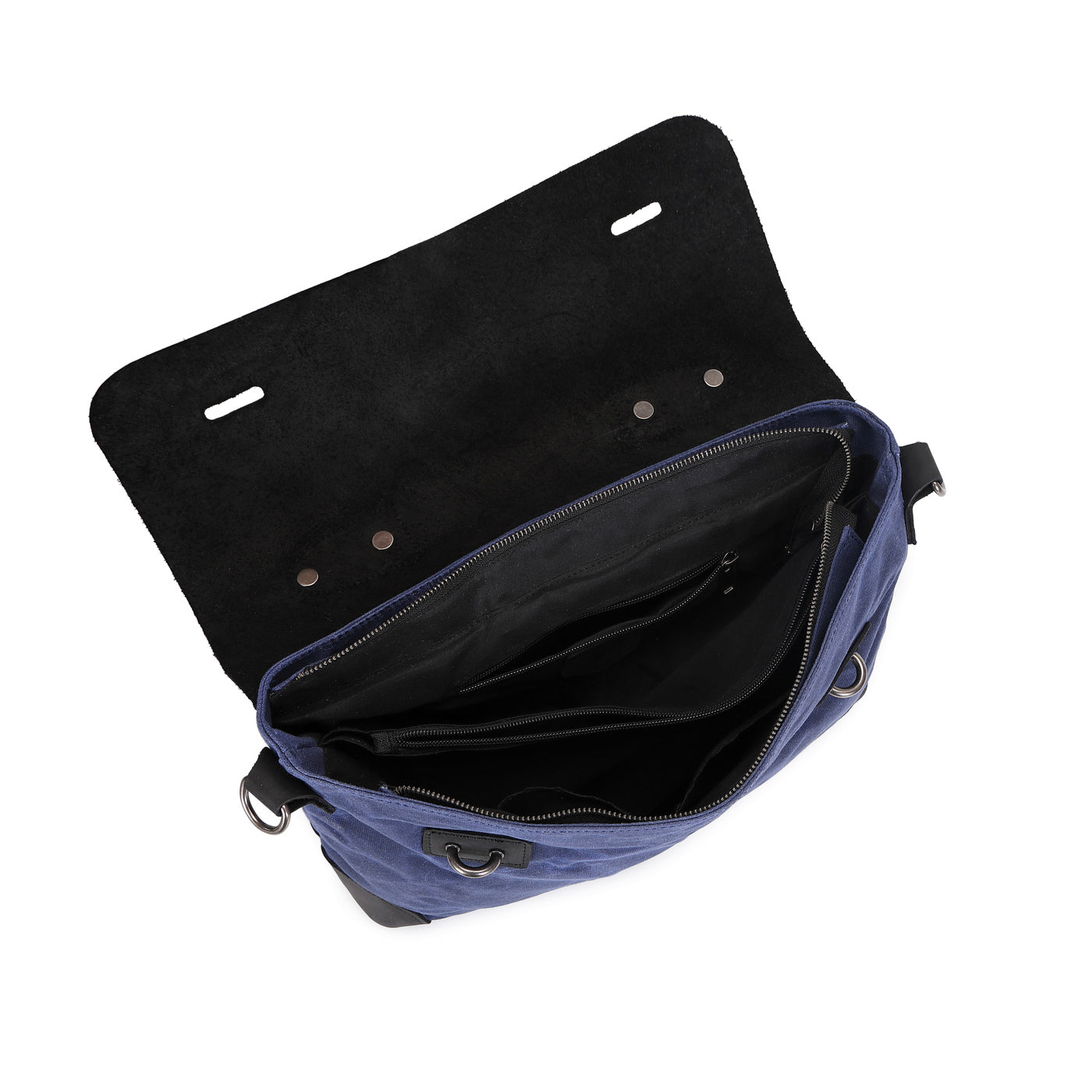 DAN - Sacoche en cuir véritable et toile enduite - Bleu