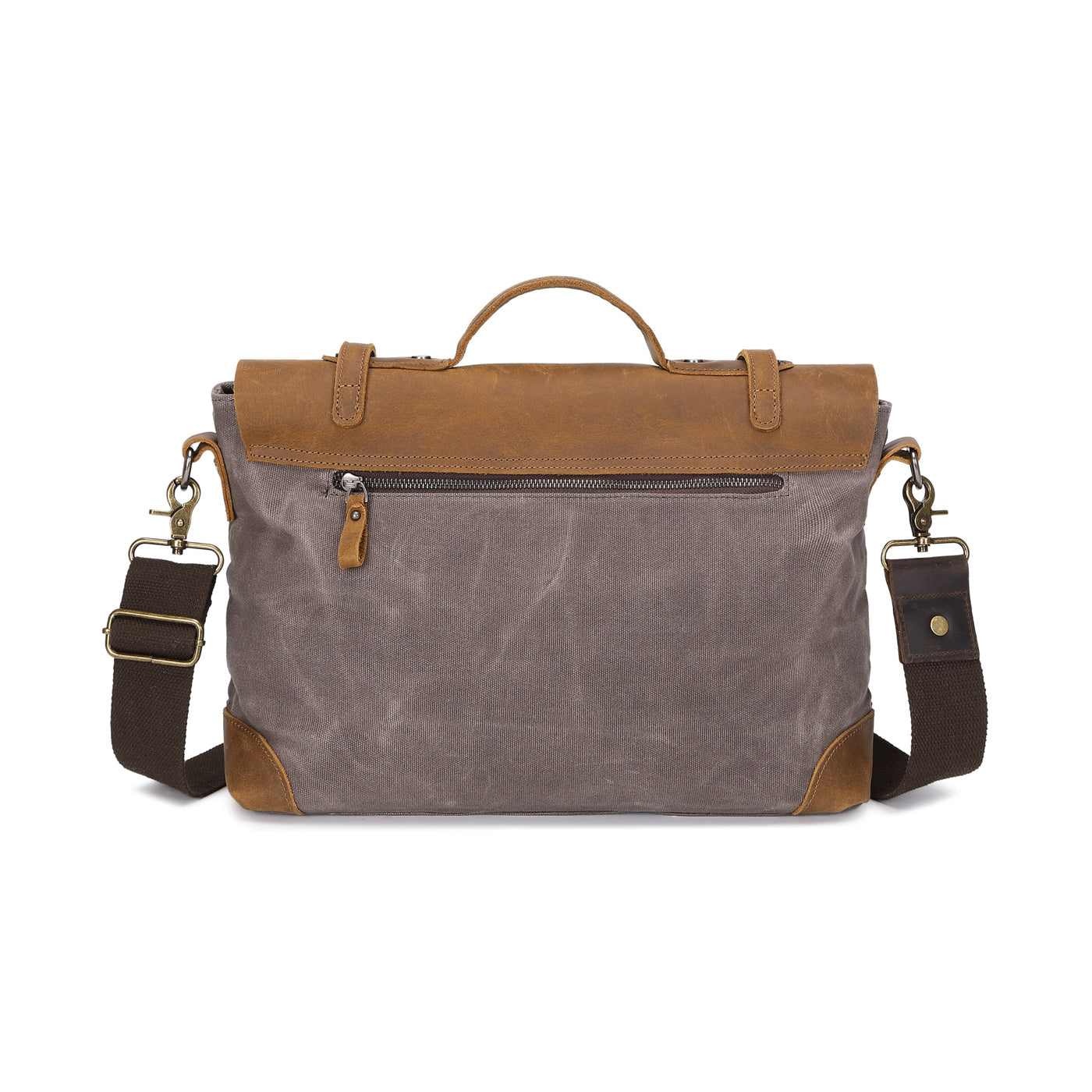 DAN - Sacoche en cuir véritable et toile enduite - Gris