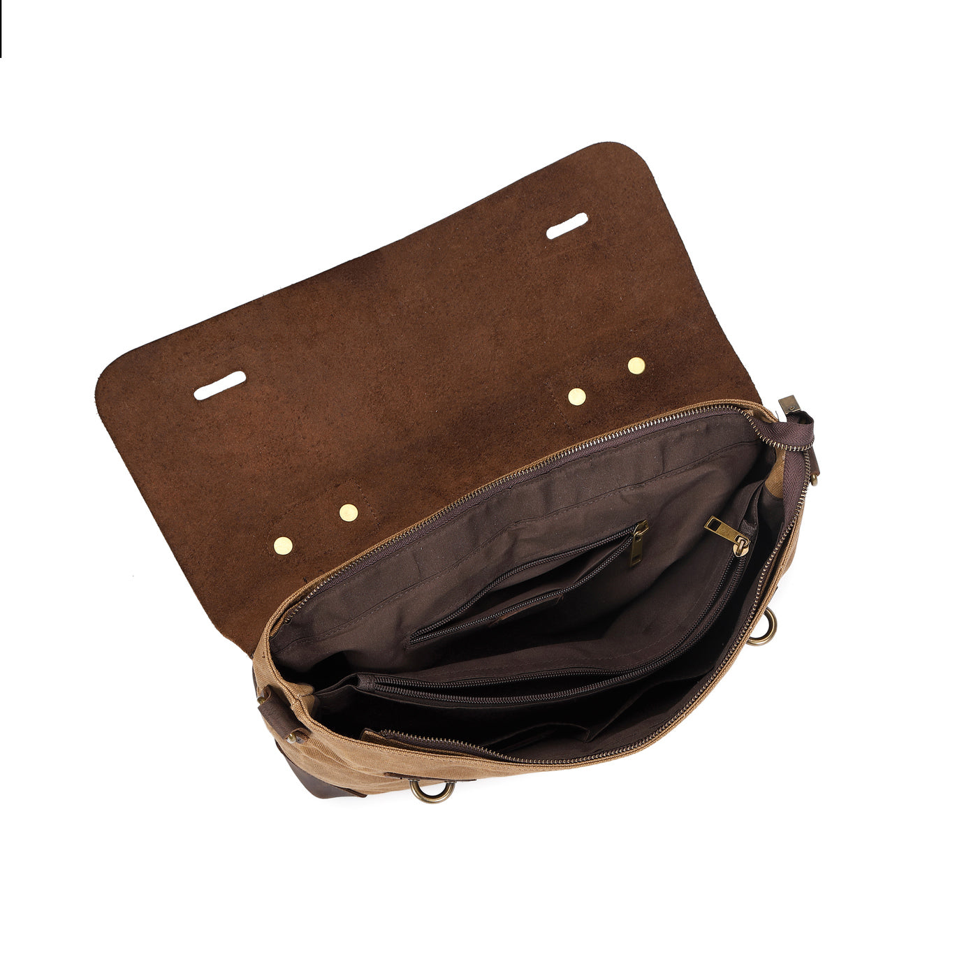 DAN - Sacoche en cuir véritable et toile enduite - Camel