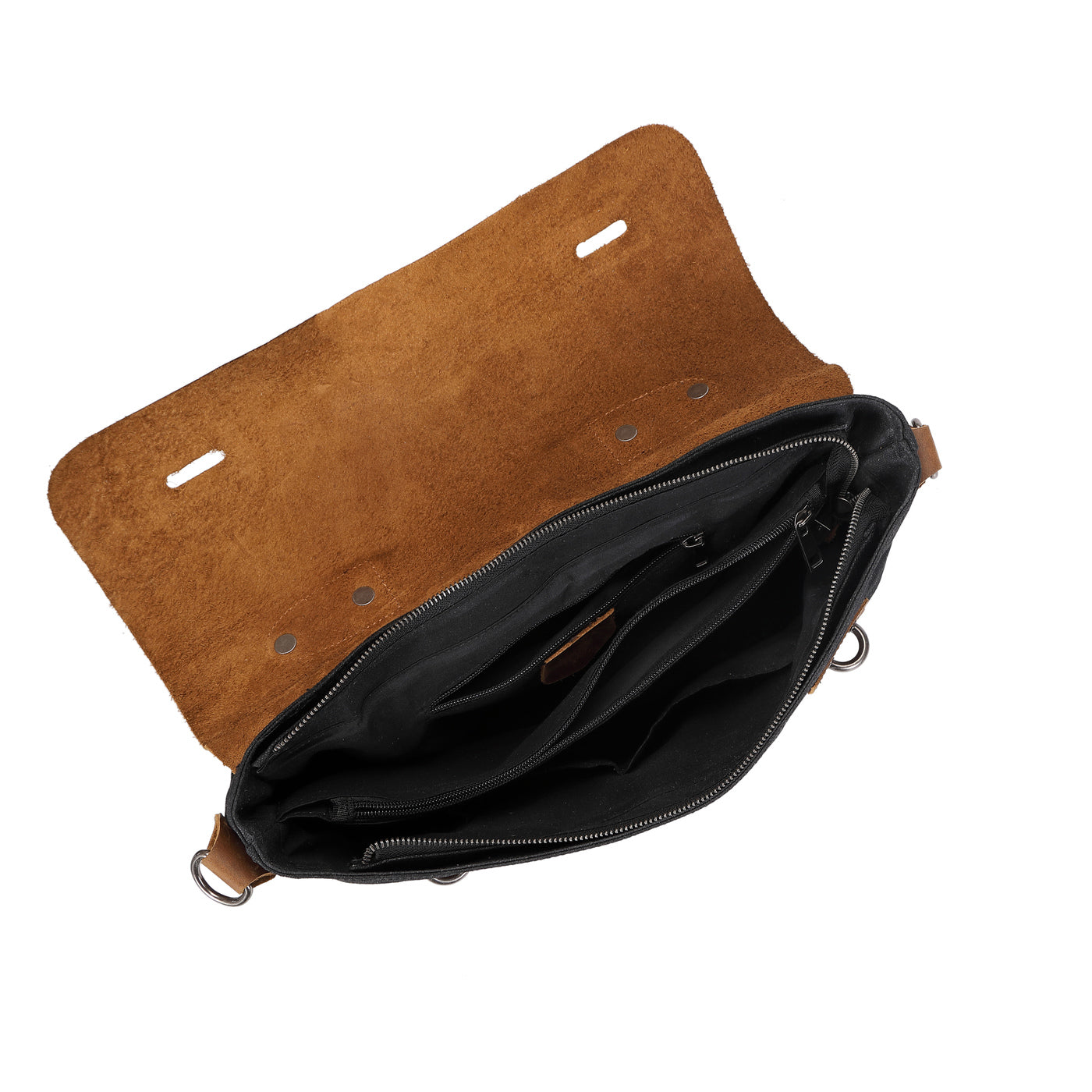 DAN - Sacoche en cuir véritable et toile enduite - Noir