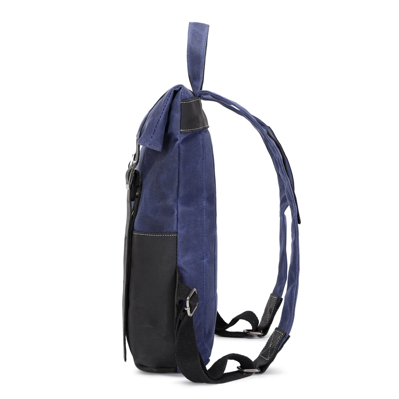 NES - Sac à dos en cuir véritable et toile enduite - Bleu