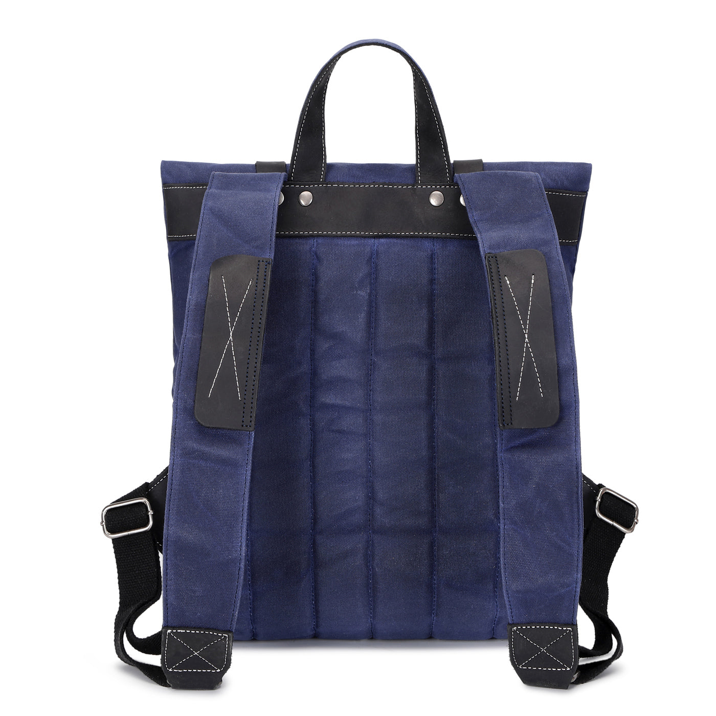 NES - Sac à dos en cuir véritable et toile enduite - Bleu