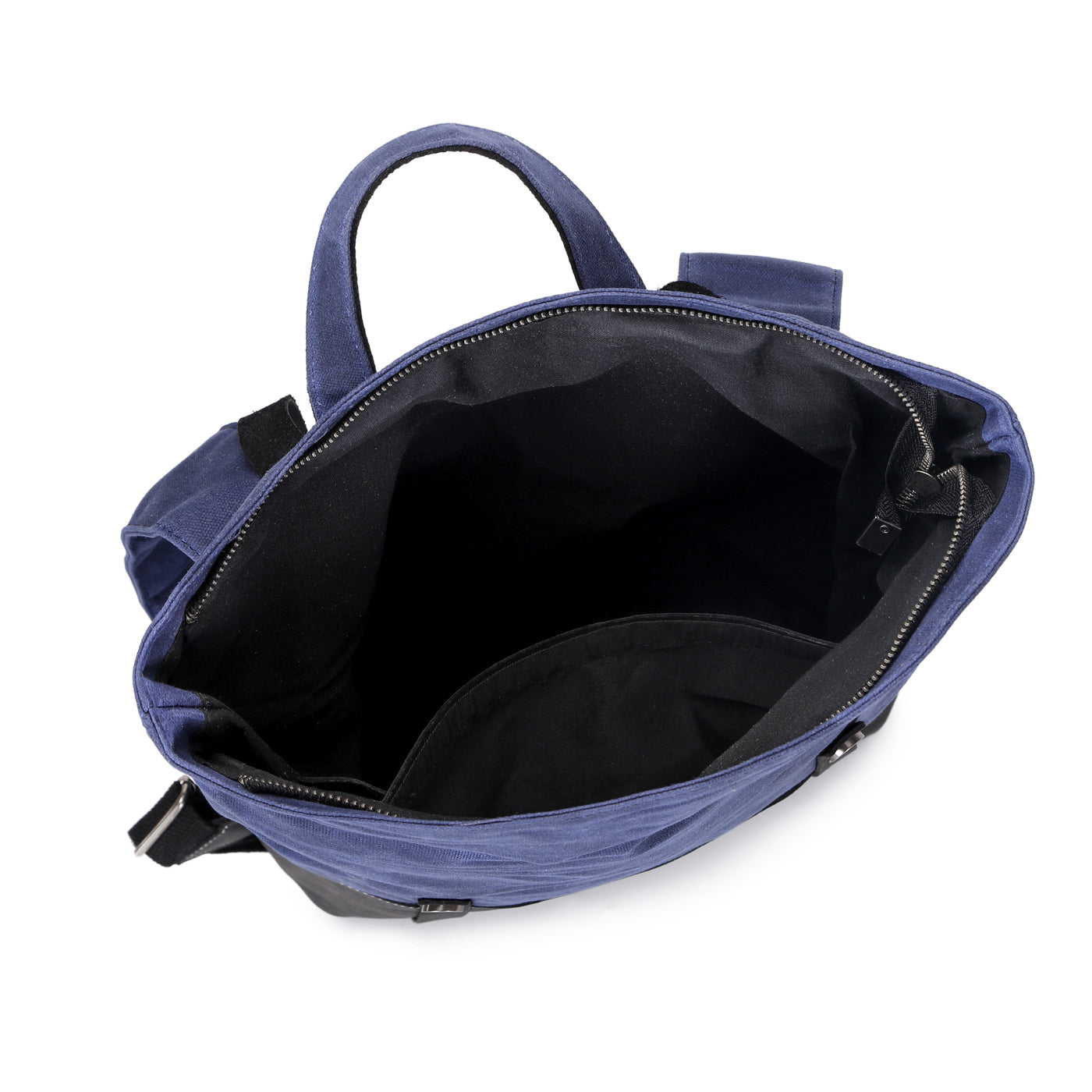 NES - Sac à dos en cuir véritable et toile enduite - Bleu