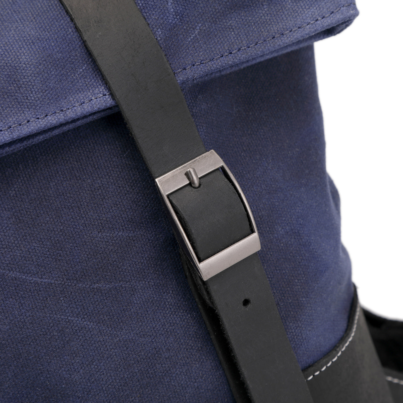 NES - Sac à dos en cuir véritable et toile enduite - Bleu