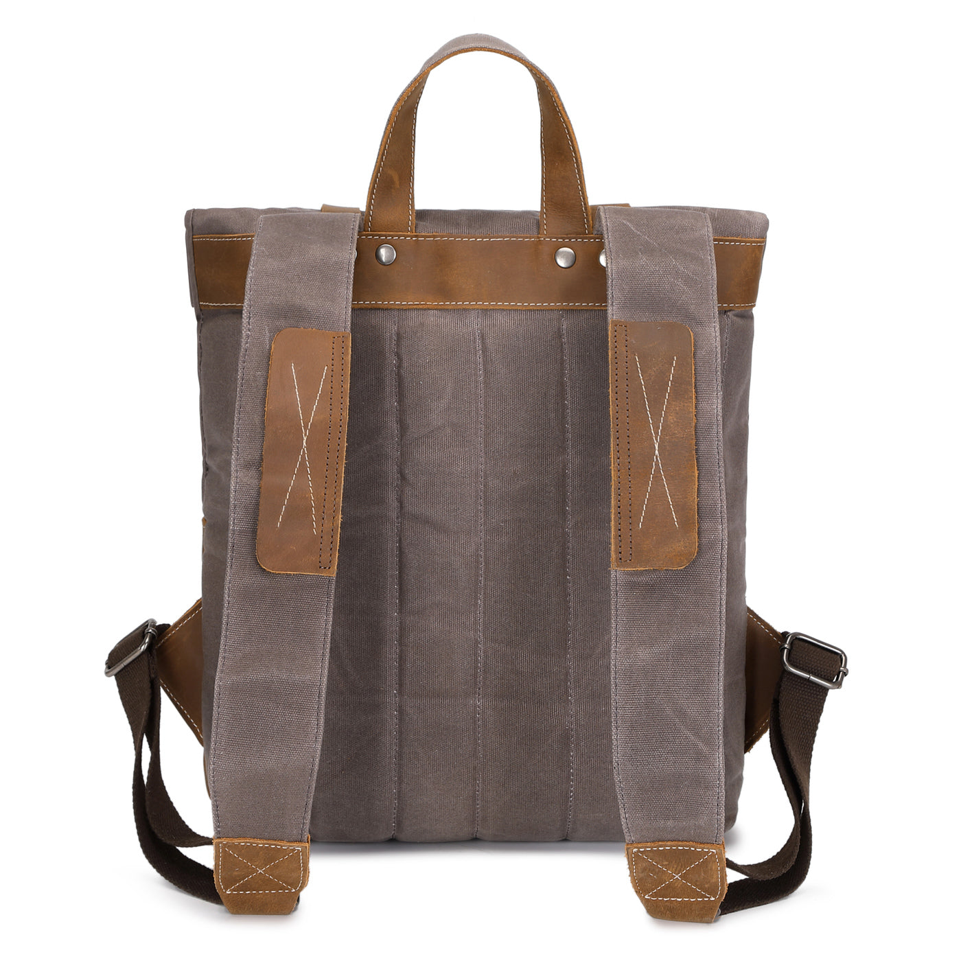 NES - Sac à dos en cuir véritable et toile enduite - Gris