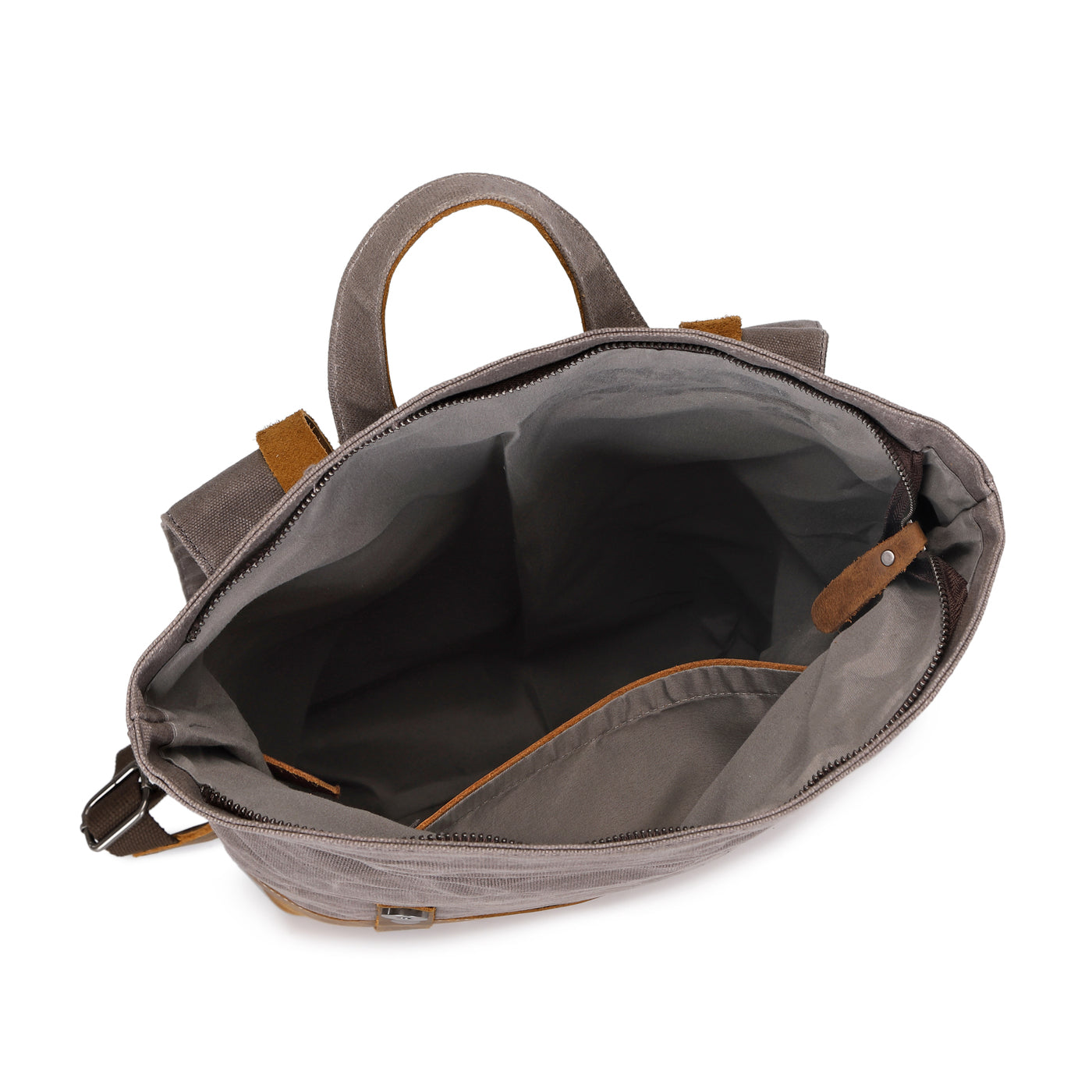 NES - Sac à dos en cuir véritable et toile enduite - Gris