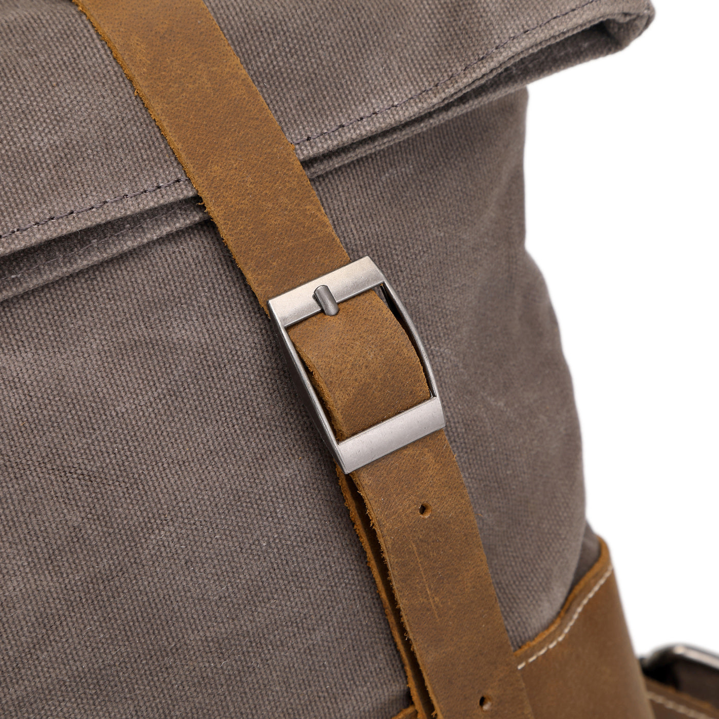 NES - Sac à dos en cuir véritable et toile enduite - Gris