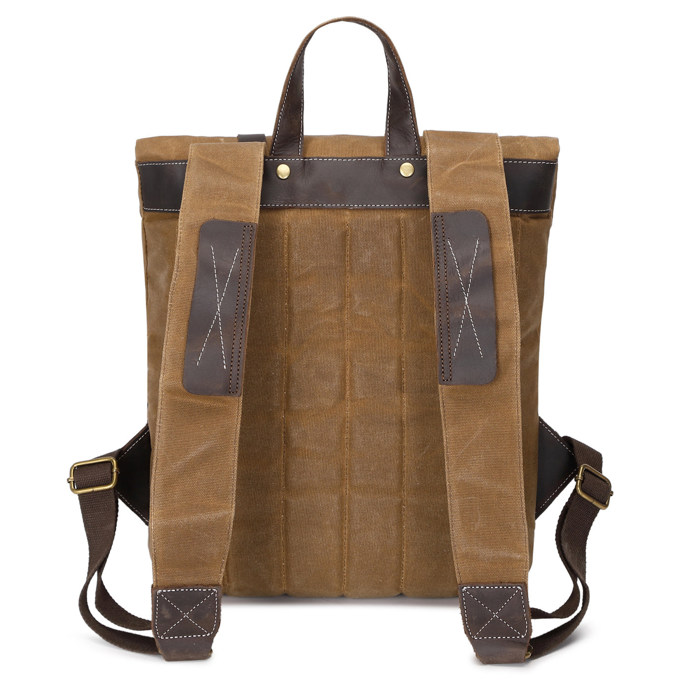 NES - Sac à dos en cuir véritable et toile enduite - Camel