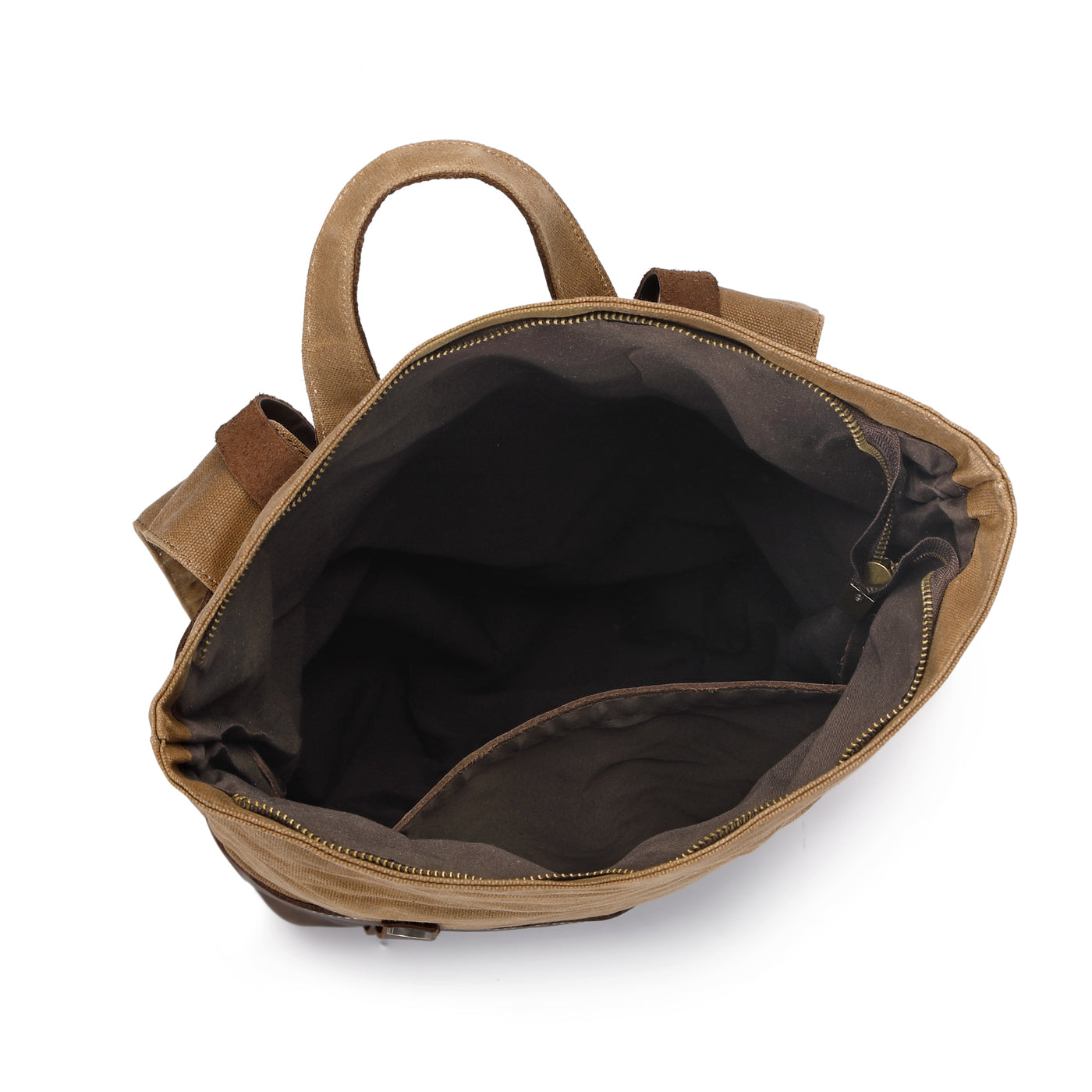 NES - Sac à dos en cuir véritable et toile enduite - Camel