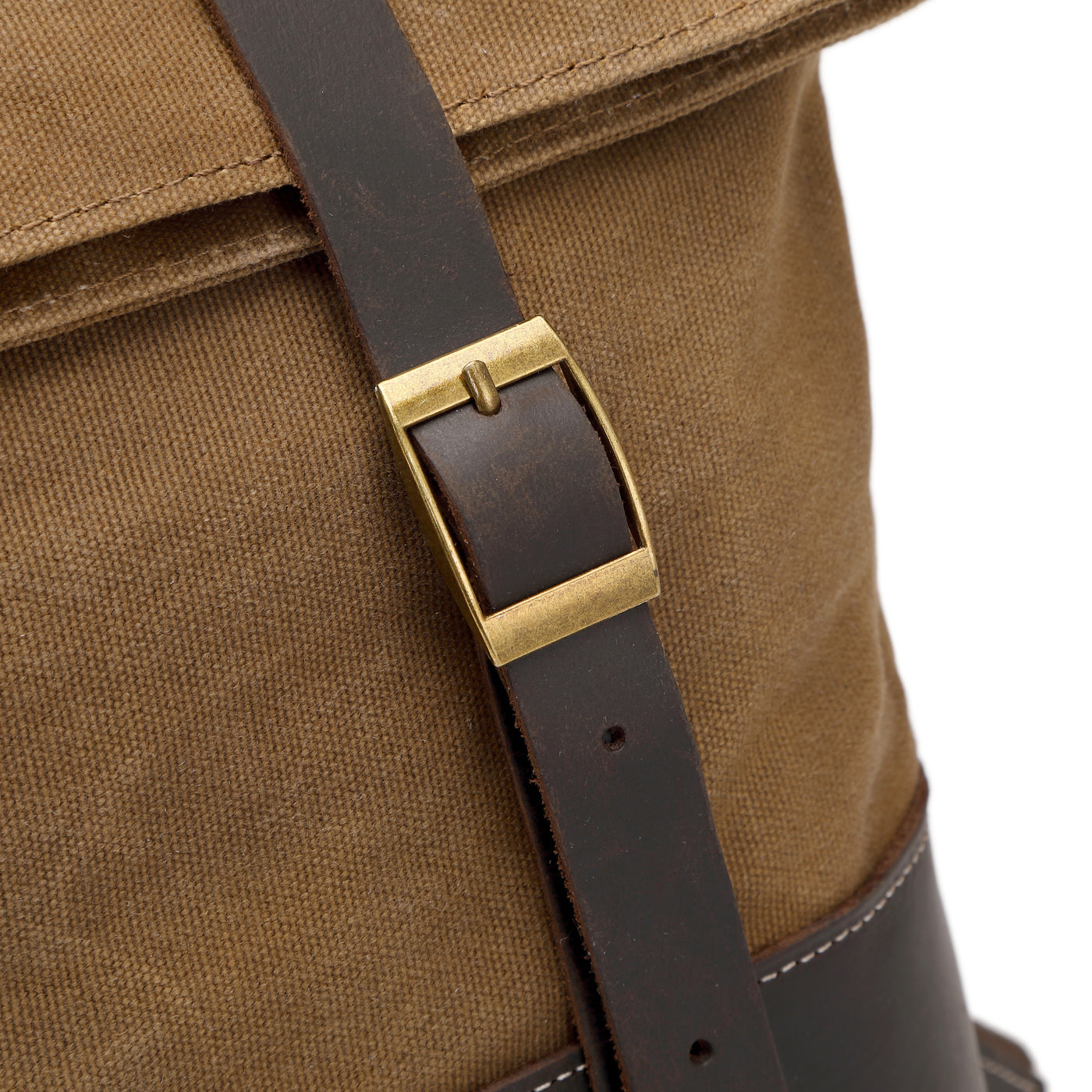 NES - Sac à dos en cuir véritable et toile enduite - Camel