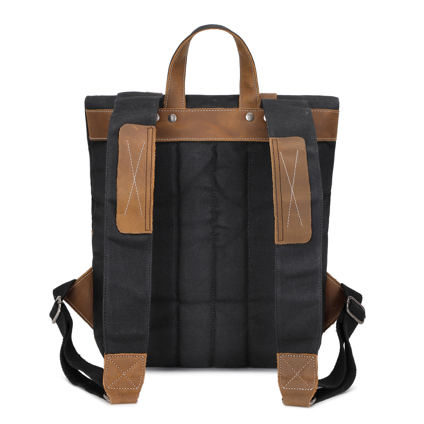 NES - Sac à dos en cuir véritable et toile enduite - Noir