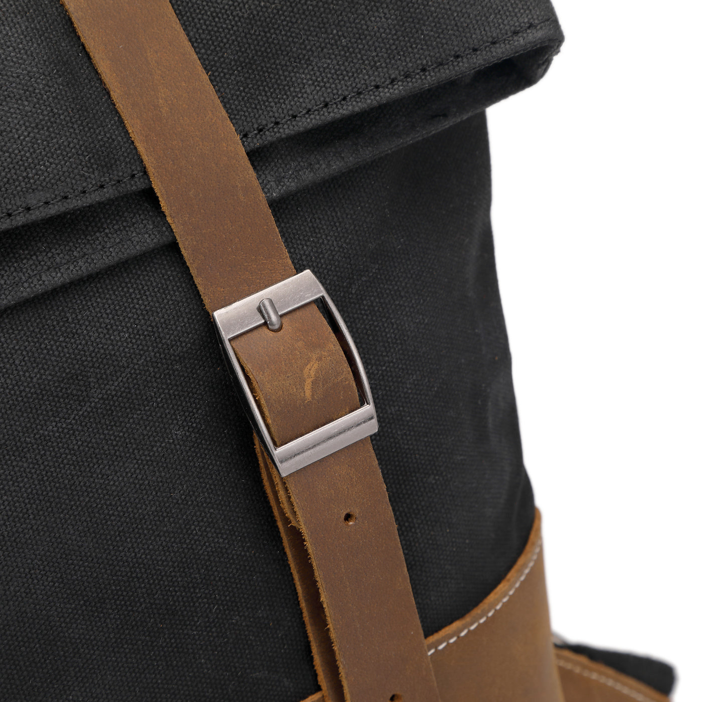 NES - Sac à dos en cuir véritable et toile enduite - Noir