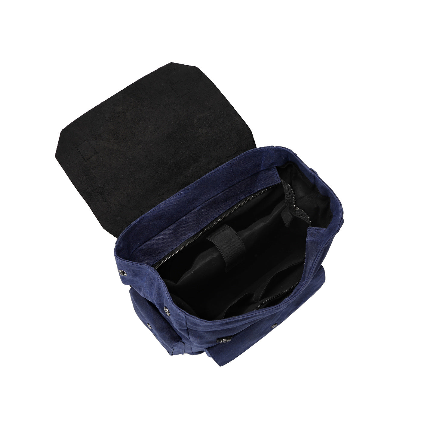 ALI - Sac à dos en cuir véritable et toile enduite - Bleu