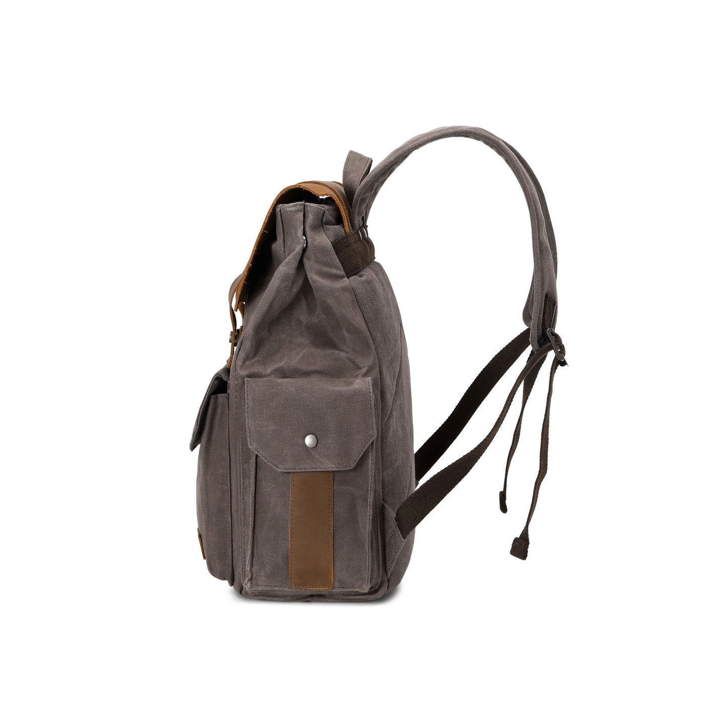 ALI - Sac à dos en cuir véritable et toile enduite - Gris