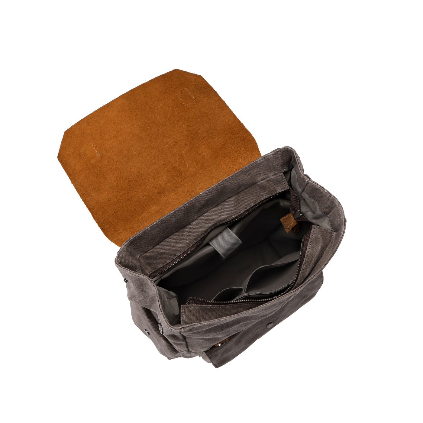 ALI - Sac à dos en cuir véritable et toile enduite - Gris