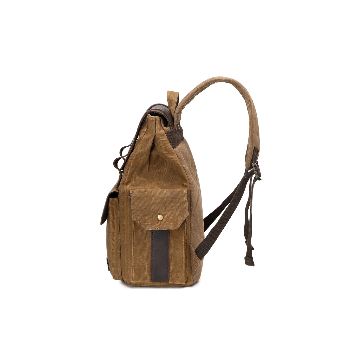 ALI - Sac à dos en cuir véritable et toile enduite - Camel