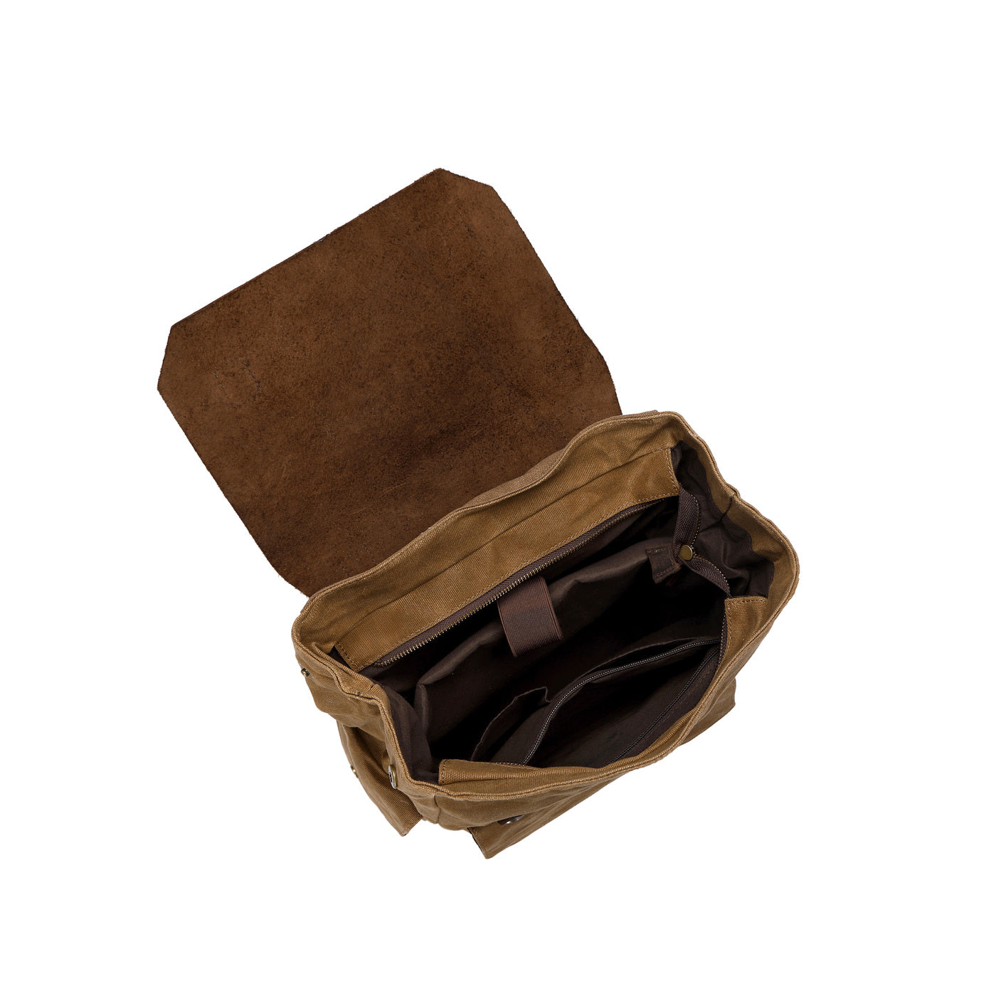 ALI - Sac à dos en cuir véritable et toile enduite - Camel