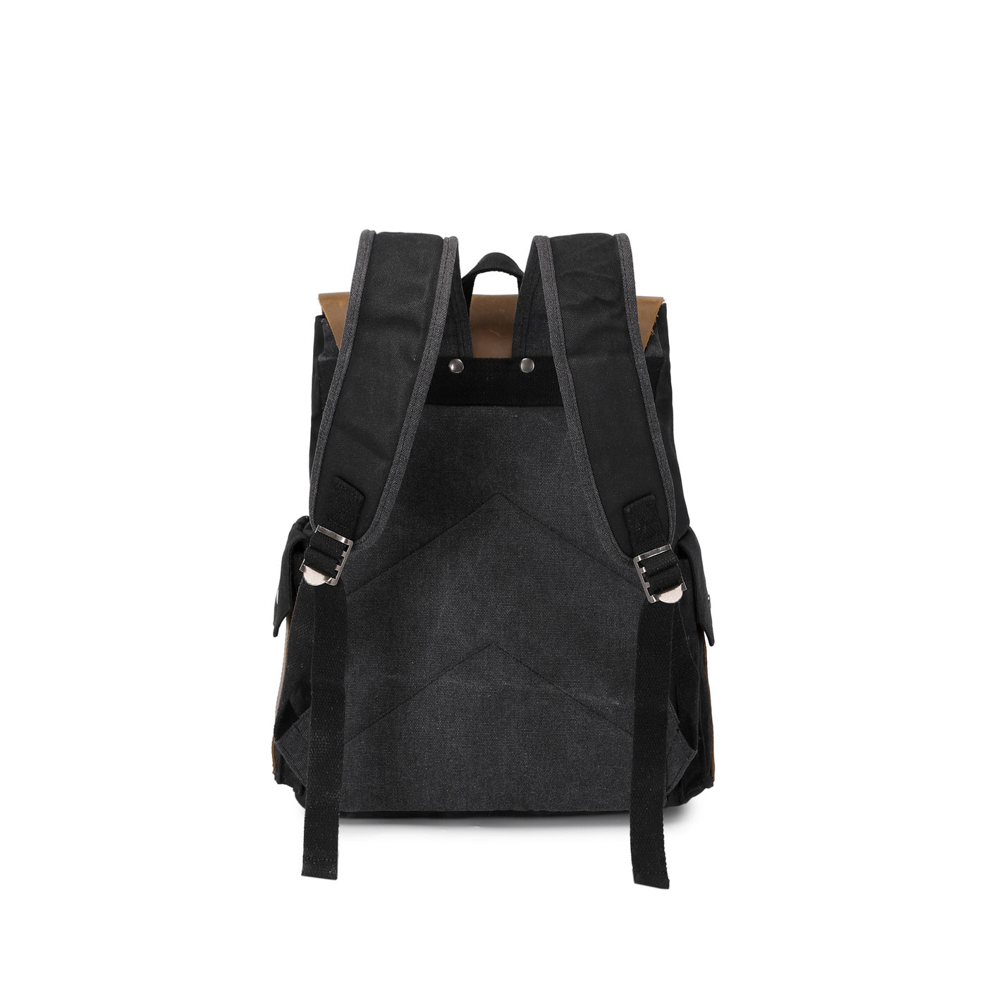ALI - Sac à dos en cuir véritable et toile enduite - Noir